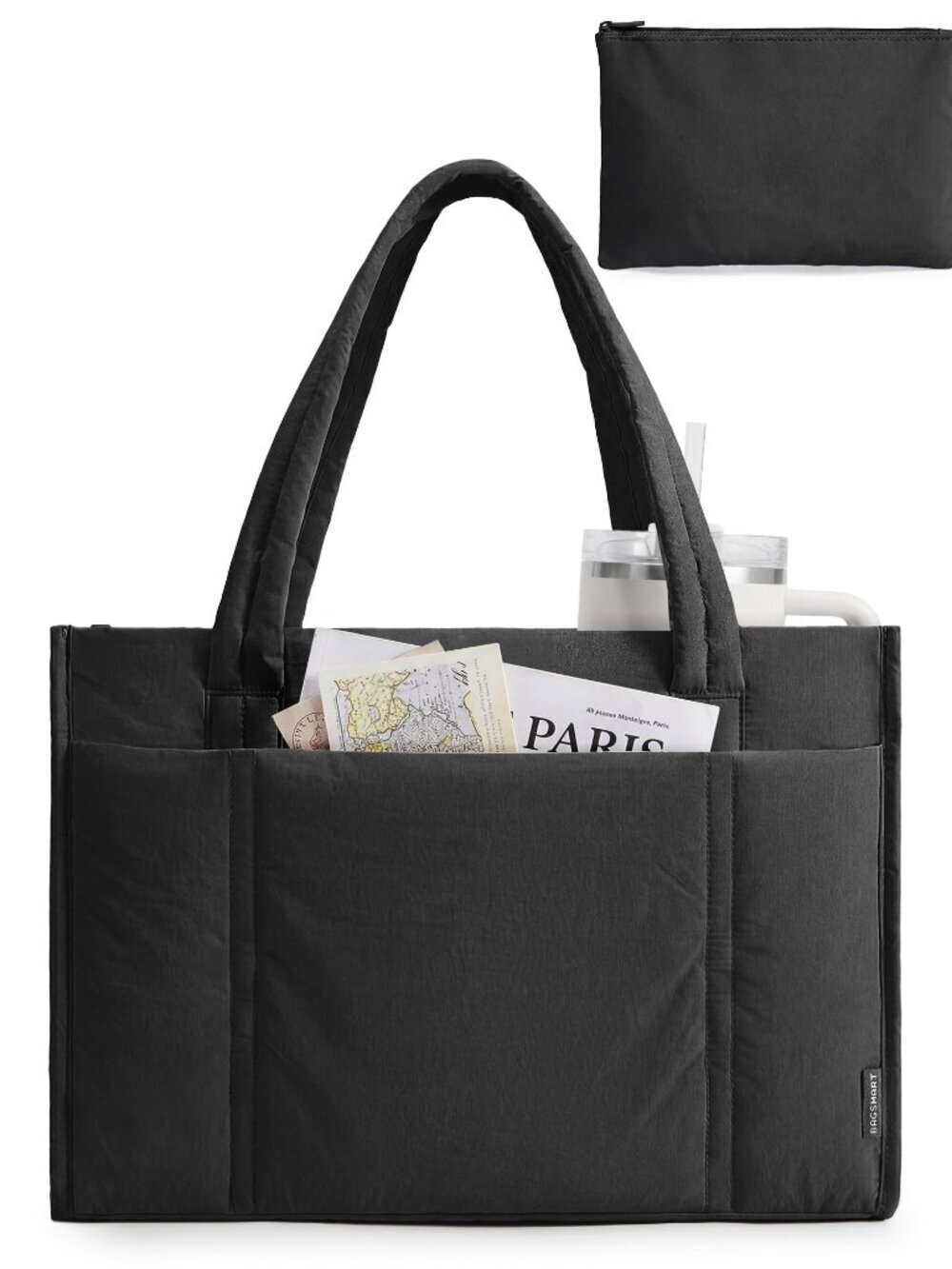 🆕 Tote Bag for Women, 2Pc Puffer Tote Bag Set with Zipper, Quilted Large Work